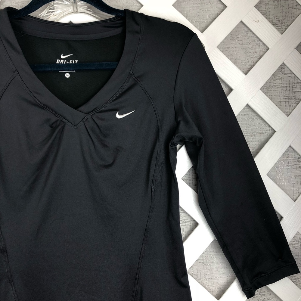 Nike Dri-Fit V-Neck 3/4 Sleeve Black Shirt